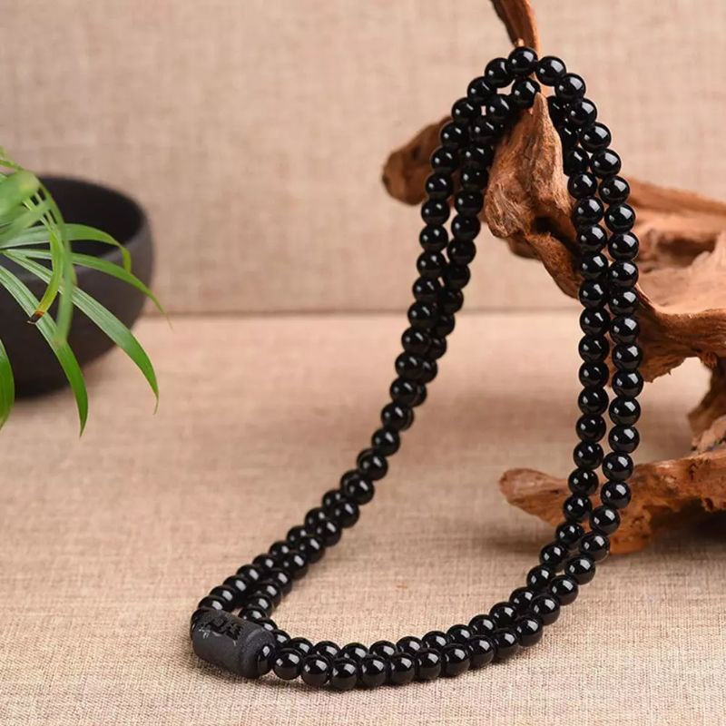 Tasbih 99 Butir Hitam Ukir Naga Bisa Jadi Kalung Gelang Pria Premium Keren 8mm