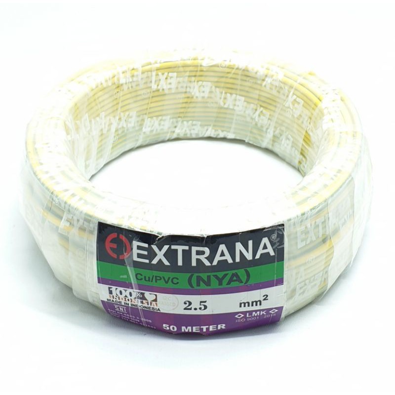 Extrana NYA 2,5mm² 50 Meter Full SNI FULL LMK Kabel Listrik Nya 1x2,5mm² 50M Full Tunggal Engkel