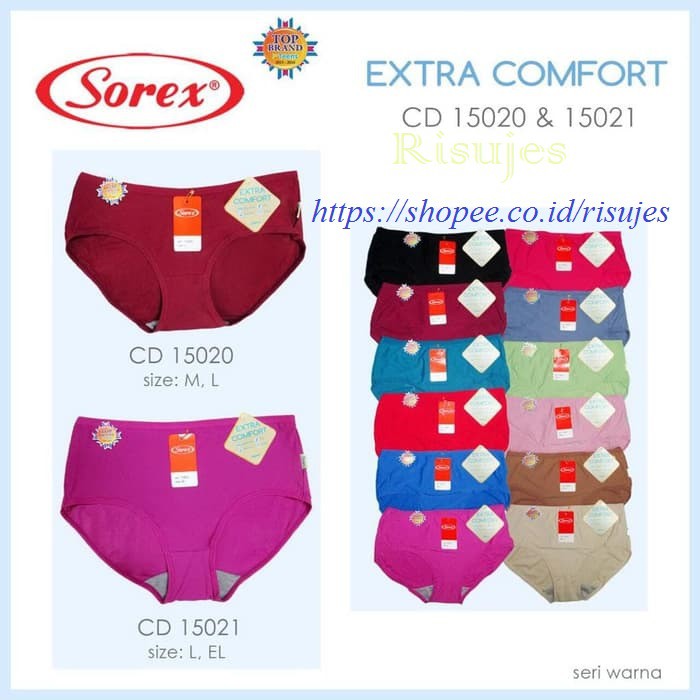 CD Wanita Extra Comfort / Celana Dalam Cewek Perempuan Merek Sorex 15020 (Mini), 15021(Midi) &amp; 15016