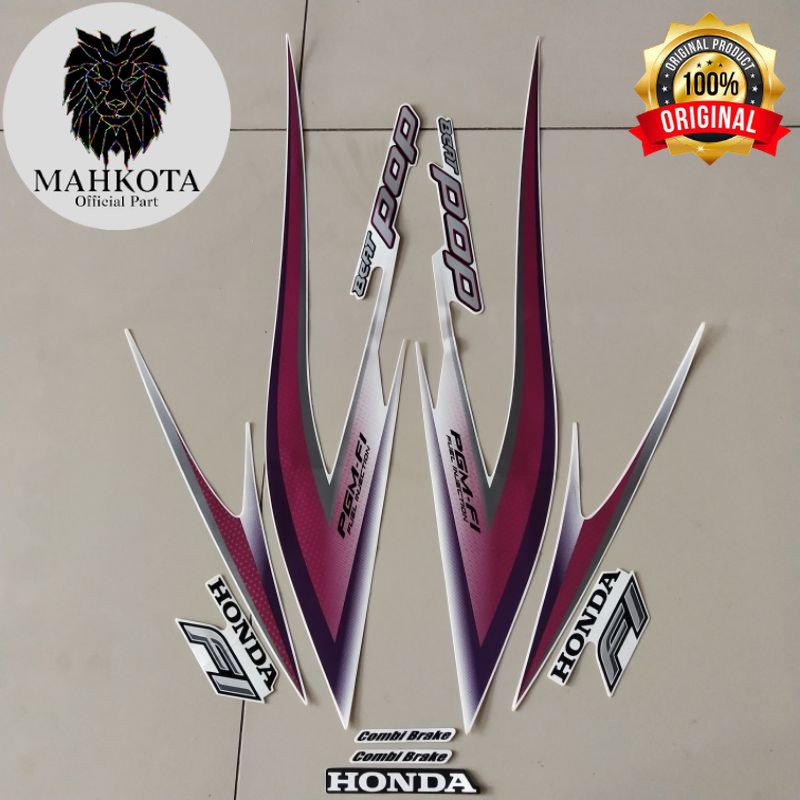 Original Asli Striping Stiker Polet list motor honda beat pop 2014 2015 stiker list body putih motor