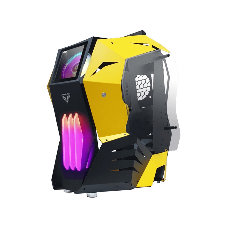 Casing PRIME C-[R] BLACK YELLOW - ALUMUNIUM EXTREME GAMING CASE