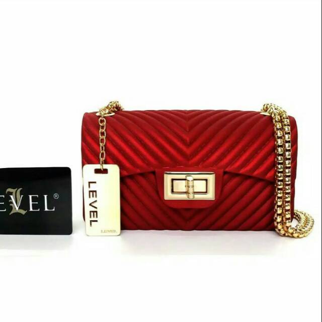 TAS LAKU_LAKU TAS CHEVRON V JELLY DOFF MINI FASHION WANITA CANTIK
