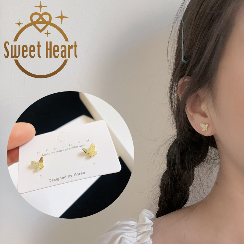 Anting Bentuk Kupu-Kupu Tiga Dimensi Bahan 925 Sterling Silver