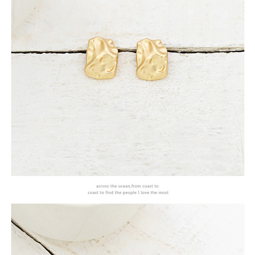 LRC Anting Tusuk Fashion Gold Twisted Irregular Earrings F46245