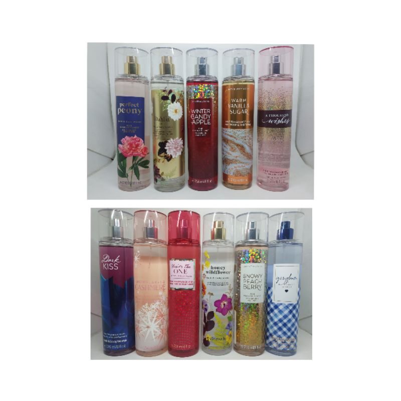 Bath and body works body mist You are the one, a thousand wishes, Dark Kiss, Dahlia, Gingham, Honey 