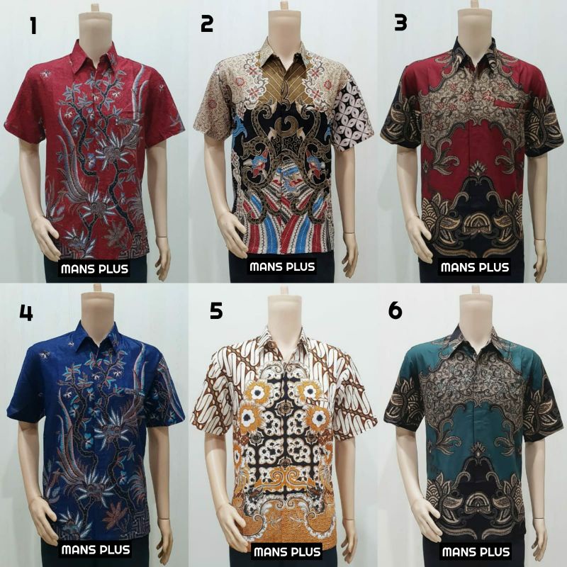 Kemeja Batik Pria Jumbo 4L-5L Pendek no Furing Big Size XXXXL Seragam