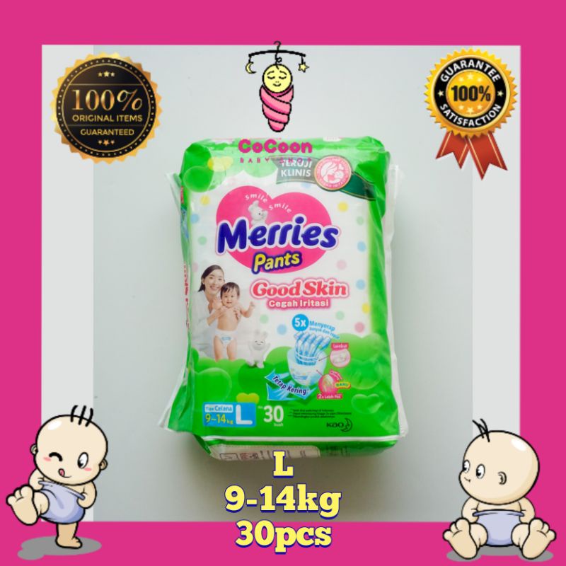 Popok Bayi Meries Merries Pants Good Skin Tipe Celana L30 L 30 pcs Unisex