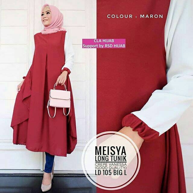 Meisya Long Tunik-DRESS MUSLIM - fashion wanita -baju wanita -baju gamis- dress- gamis- gamis wanita