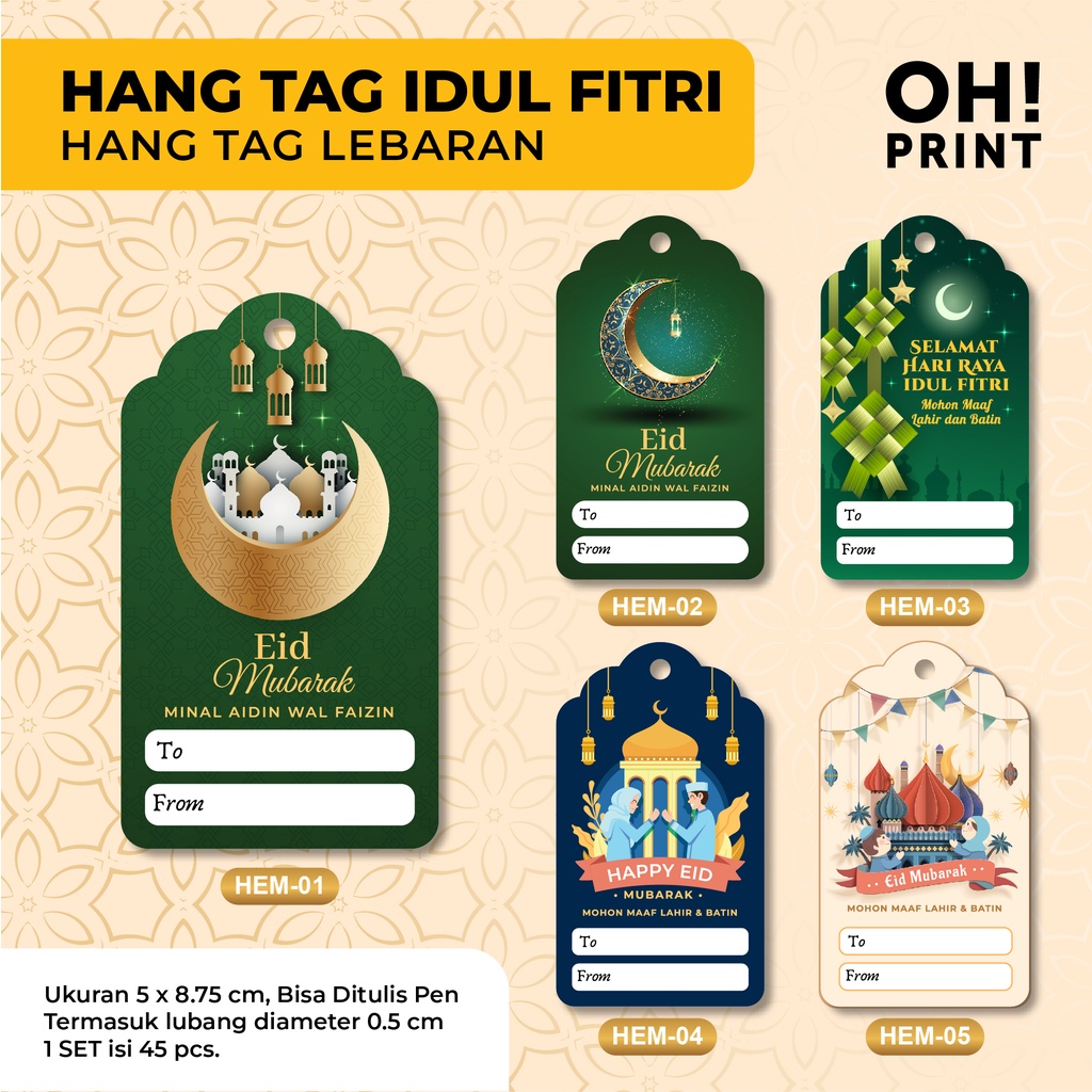 

45 PCS Hang Tag Idul Fitri | Hang Tag Lebaran | Hang Tag Ramadhan