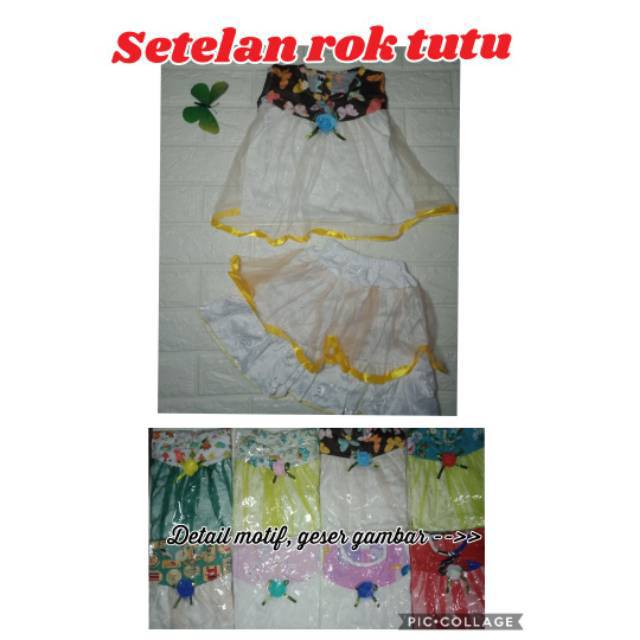 Setelan rok tutu anak 1-3 tahun bordir mawar