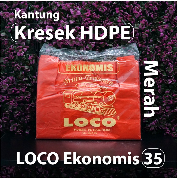 Kantong Kresek Merah LOCO Ekonomis 35 - HDPE Tenteng