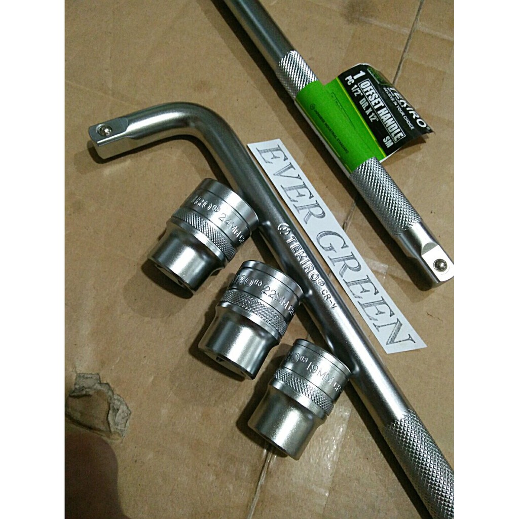 Gagang Stang dan Mata Kunci Sok 4 pcs TEKIRO Kunci Shock no. 19 22 24 ..sedia Treker Kunci Sok T Y