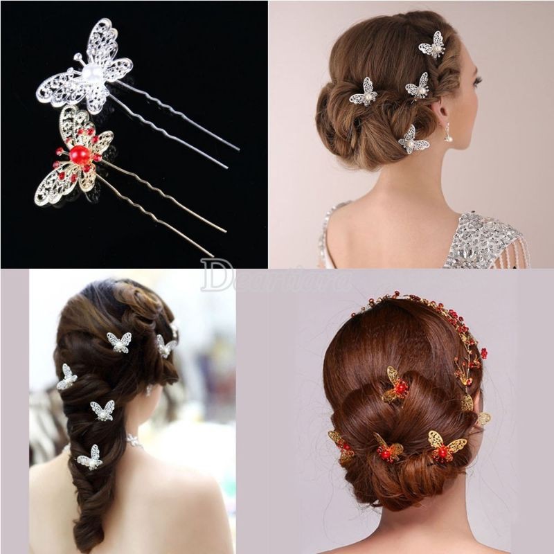 Hairpin Headress Hiasan Rambut Konde Kupu Kupu Butterfly Pesta Bride Bridemaid Pengantin Birthday