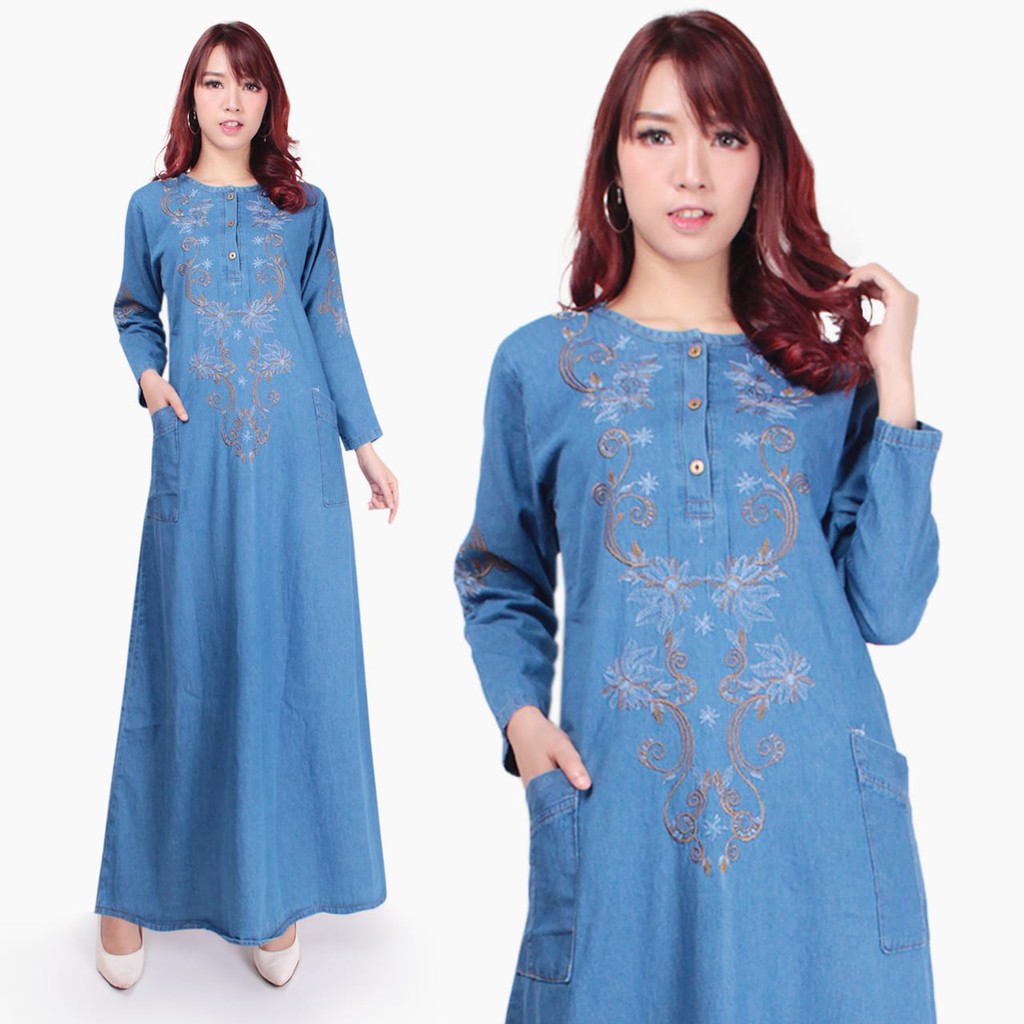 SB Collection Dress Maxi Lincai Longdress Gamis Jeans Terusan Wanita