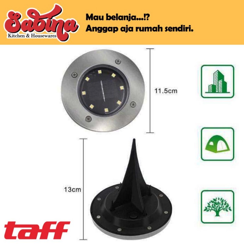 Lampu Tanam LED Solar Outdoor 8 LED Waterproof TaffLED