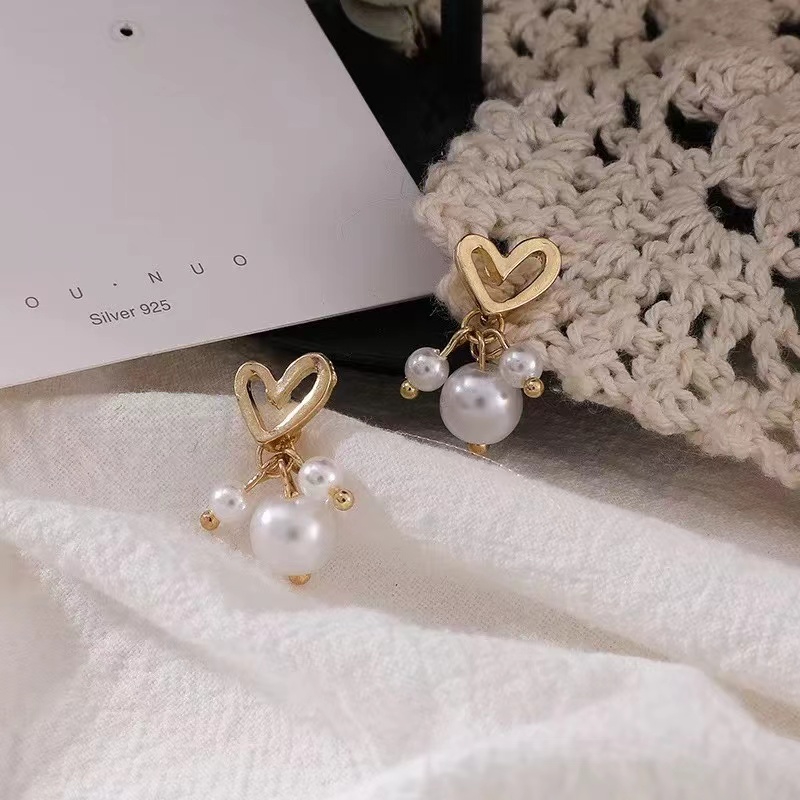 Anting silver needle 925 Hias Mutiara Berlian Imitasi Gaya Korea Untuk Wanita