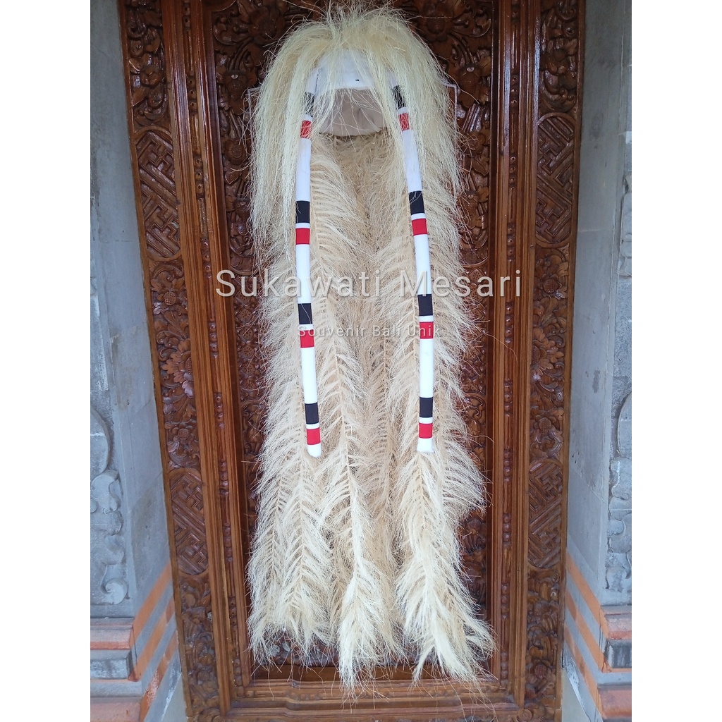 Rambut Rangda Dari Serat Tumbuhan Lengkap dengan Keranjang dan Kapas Handmade Asli Bali