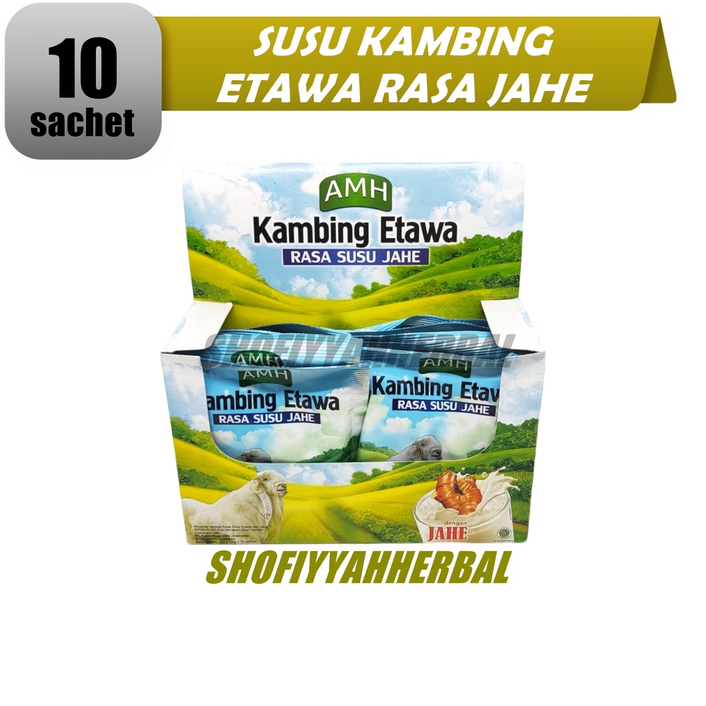 

SUSU KAMBING ETAWA AMH RASA JAHE 1 BOX ISI 10 SACHET 24 G PER SACHET