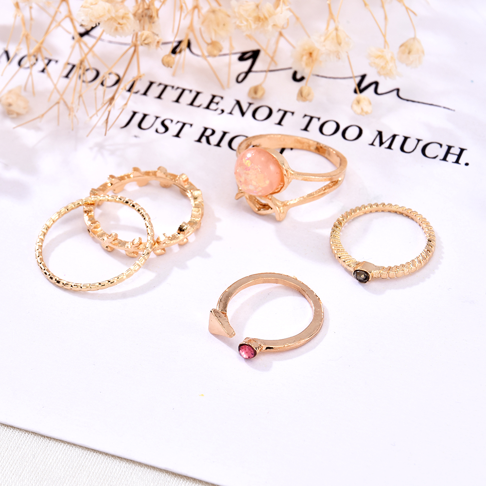 [5Pcs] Cincin Sendi Jari/Knuckle Wanita Bentuk Segitiga Warna