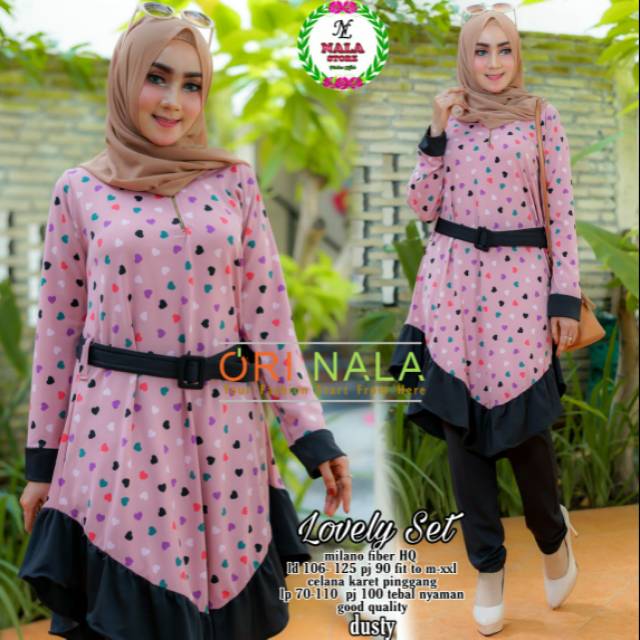 Lovely Set Setelan Tunik & Celana Milano Fiber by Nala