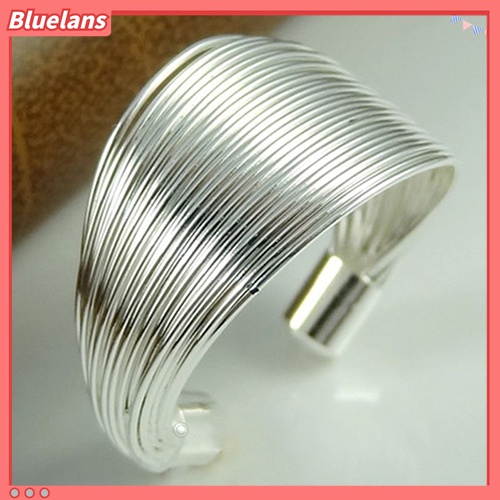 Cincin Jari Model Terbuka Lapis Perak Dapat Disesuaikan Untuk Wanita