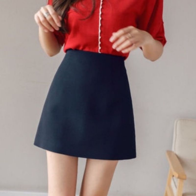 [Premium] Korean Mini Skirt A-Line Plain Rok Pendek C655 (S/M/L)