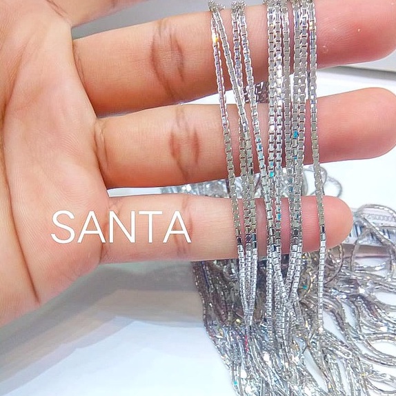 Kalung panjang anak dan dewasa emas asli kadar 750 75% 17k model rantai italy santa kilat kuat pria wanita terbaru