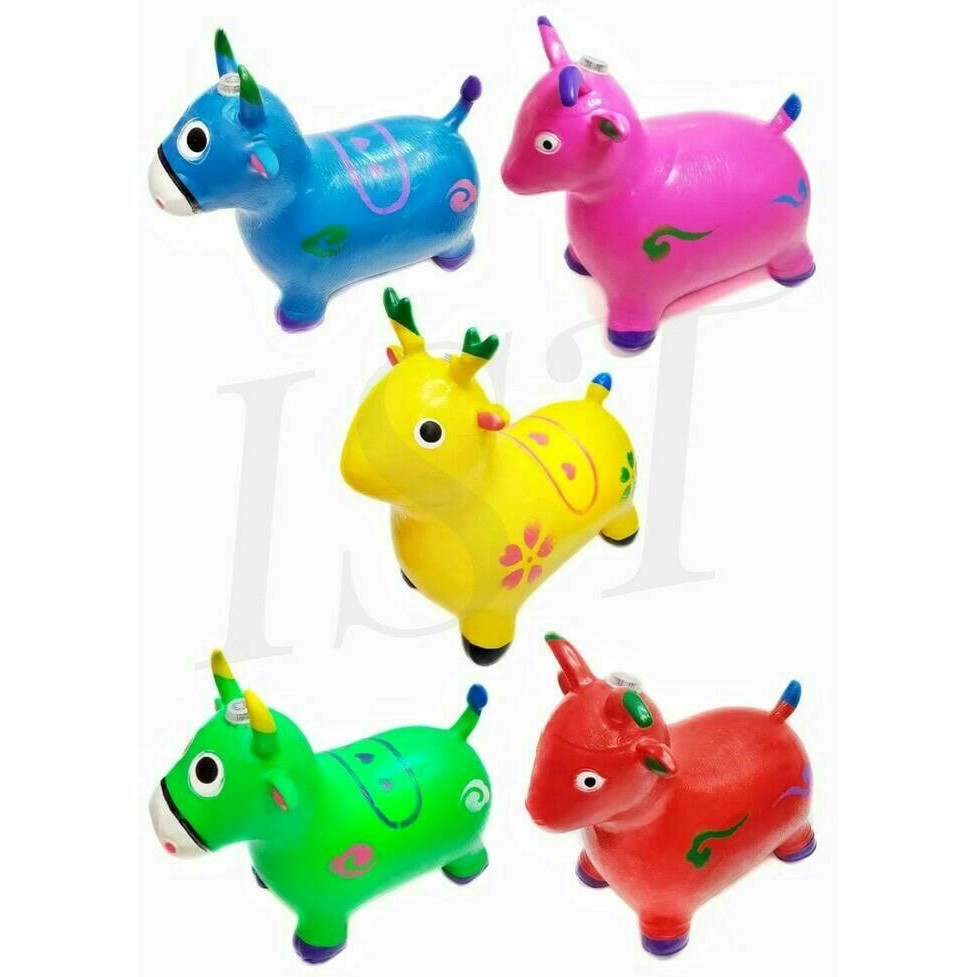 Mainan Anak Kuda Rusa Sapi Animal Jumping karet Tebal Musik Murah SNI