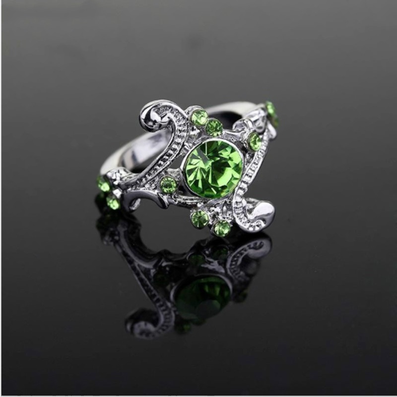 Cincin Sterling Silver 925 Hias Kristal Hijau Gaya Klasik Untuk Pernikahan