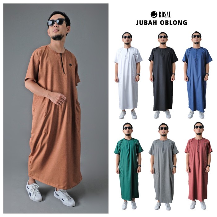 Jubah Oblong ROSAL Jubah Gamis Lengan Pendek Pria Dewasa