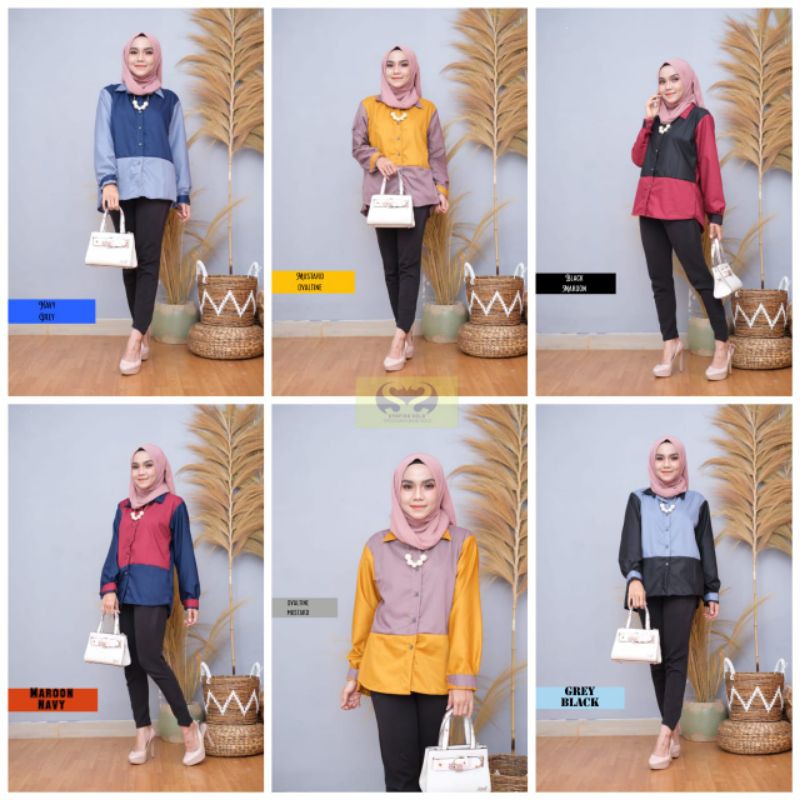 PROMO BLOUSE 2TONE TOYOBO JUMBO XL-XXL