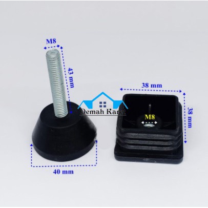 Adjuster Karet Kaki Stabil Kursi Meja Hollow Holo 4x4 M8