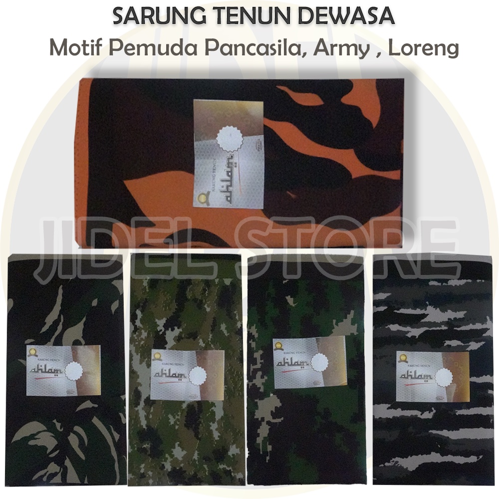 Sarung Tenun Dewasa Motif PP Loreng Army TNI Sarung Santri Sholat Pria Putra Putri Kain Tenun Batik Murah