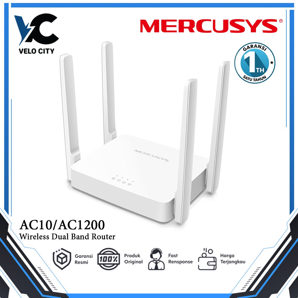 Mercusys AC10 AC1200 300Mbps Wireless Dual Band Router Garansi Resmi