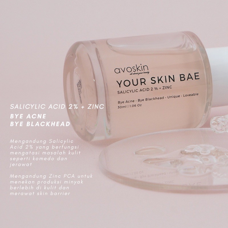 AVOSKIN Your Skin Bae Salicylic Acid 2% + Zinc Indonesia / Avo Skin / Bye Acne Bye Blackhead Serum