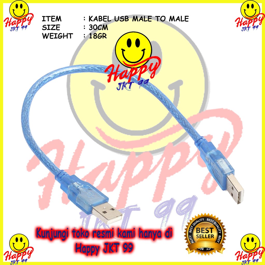 [ HAPPY JKT 99 ] KABEL USB MALE TO MALE 30CM