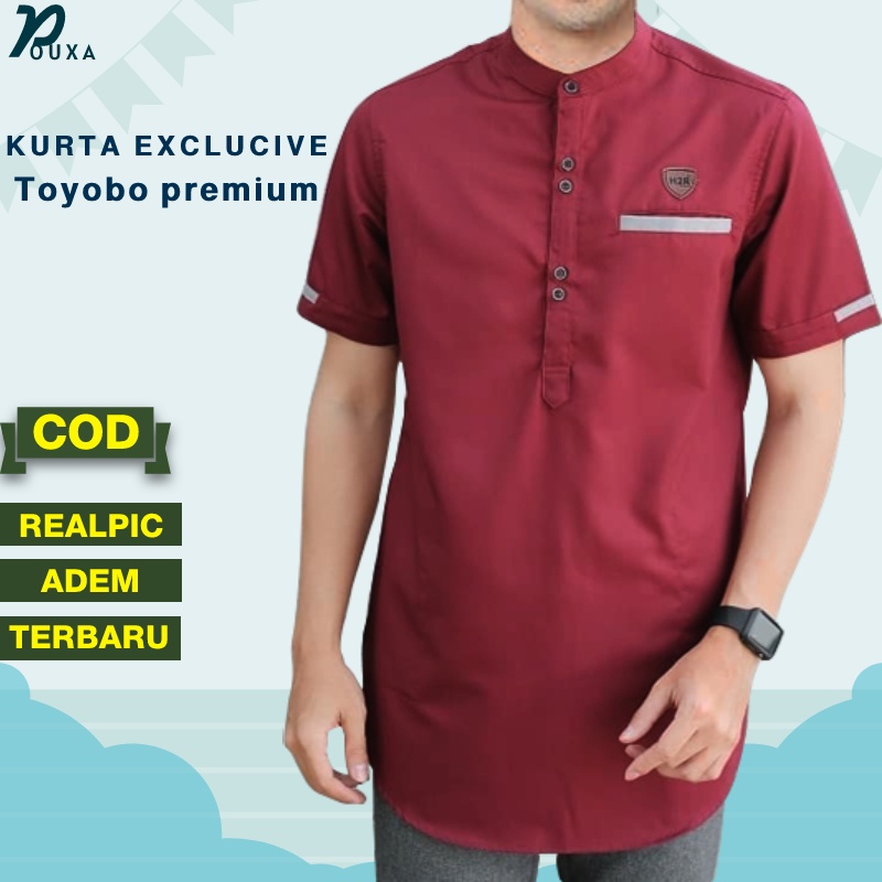 Baju Koko Kokoh Kurta Pria Dewasa Lengan pendek Maroon Baju Muslim Qurta Pakistan Pria Terbaru 2022 
