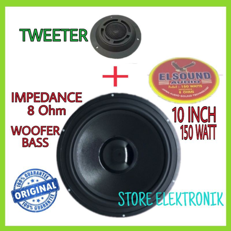 Promo Speaker 1 Pcs Elsound 10 INCH Dan 1 Pcs Tweeter Original