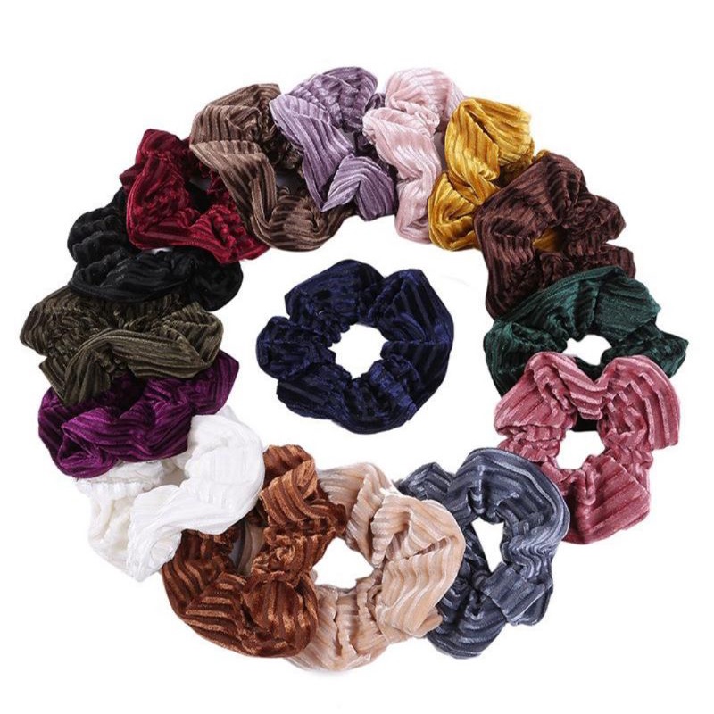 Ikat Rambut Scrunchie Velvet PREMIUM KOREA / Ikat Rambut VELVET BLUDRU / Kunciran Rambut Korea Bahan Bludru Tiki