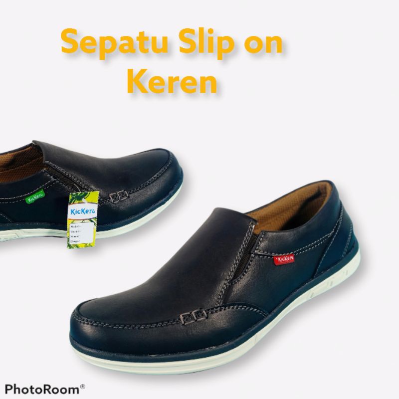 Sepatu Pria Kulit Casual Slip On H03 Santai Formal Kerja Sekolah