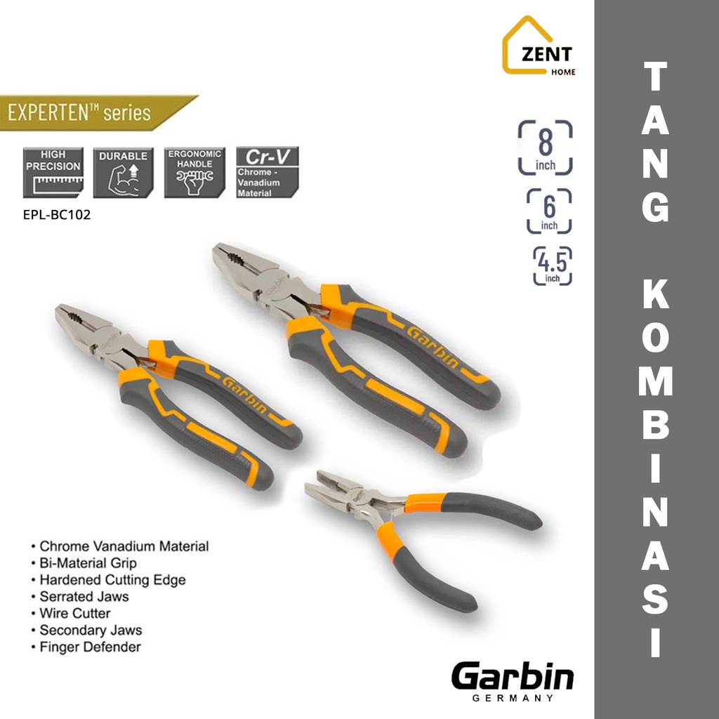 Tang Kombinasi 4.5, 6, 8 Inch Garbin Germany Linesman Pliers Multifungsi Experten Series EPL-TK