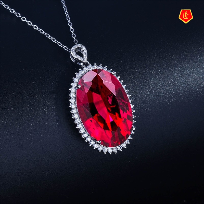 [Ready Stock]Fashionable Elegant Ruby Necklace for Women European and American Luxury