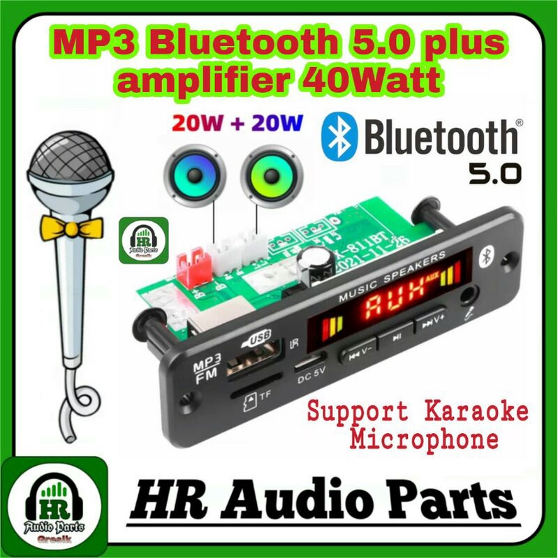 MP3 Bluetooth 5.0 Plus Microphone &amp; Amplifier 40W 2x 20W Mp3 Player Mic