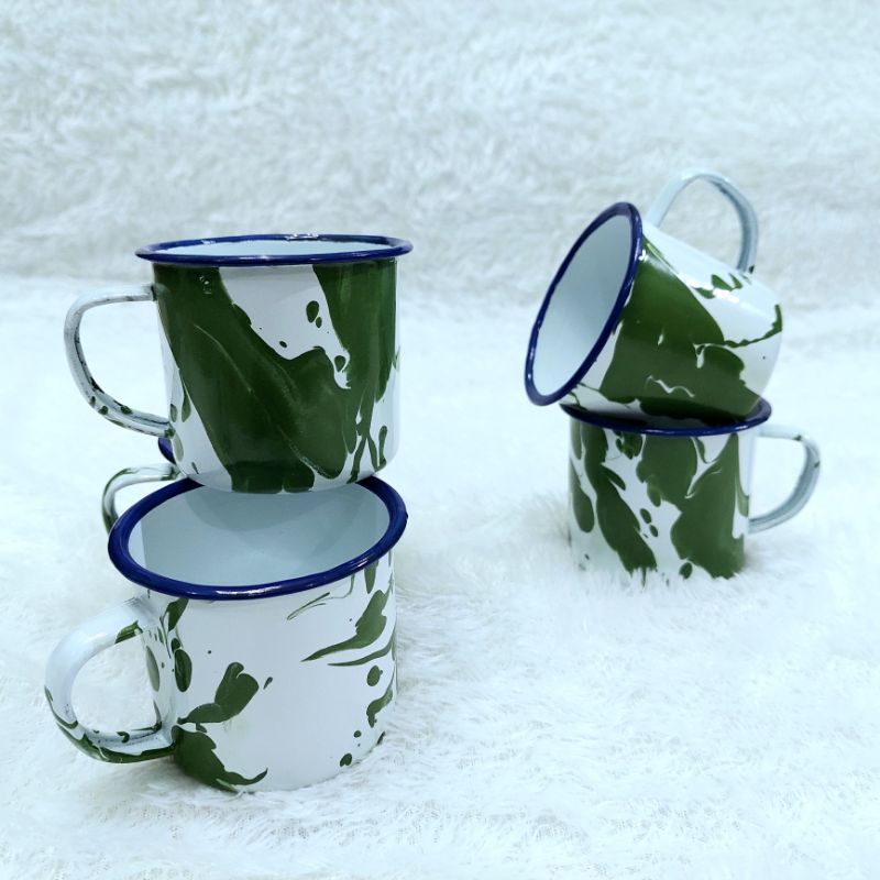 Mug Cangkir Gelas Enamel Blirik Lurik Blurik 7cm seng kaleng jadul kuno unik-5