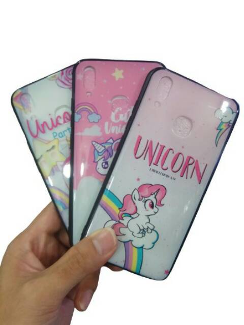 CASE FUZE GLASS UNICORN + IRING LOVE VIVO Y12 Y15 Y17