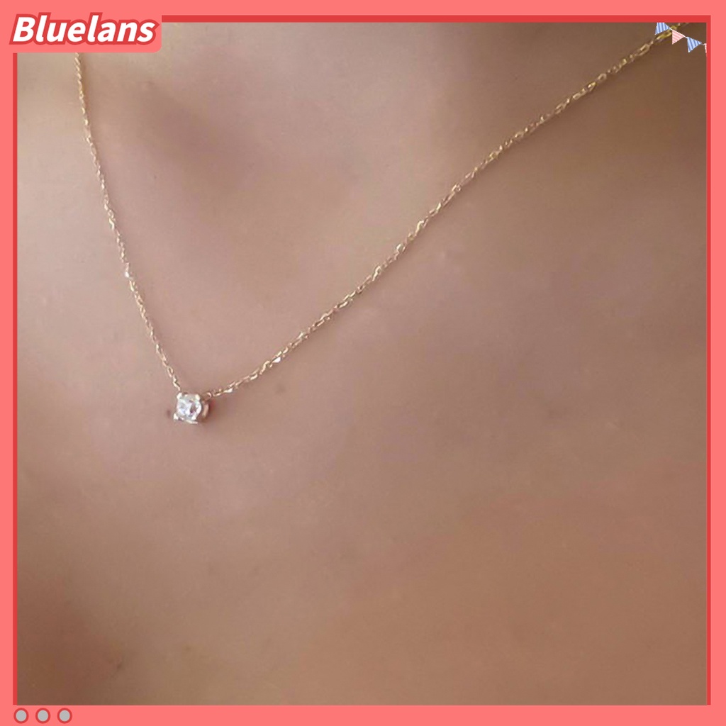 Bluelans Kalung Rantai Tipis Hias Cubic Zirconia Untuk Wanita