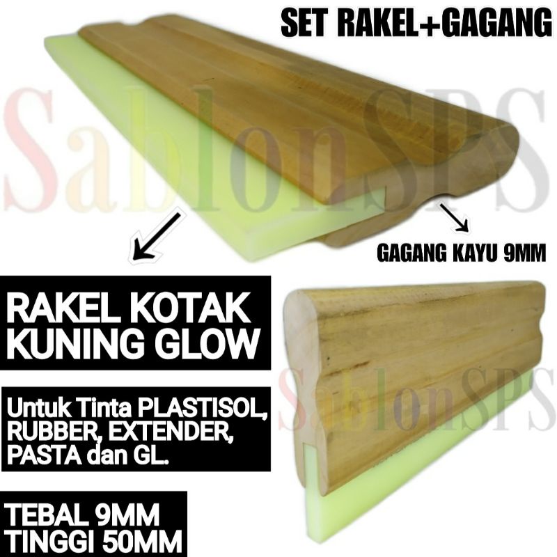 SET GAGANG RAKEL KAYU SABLON KUNING GLOW KOTAK 9MMX50MM P. 30CM