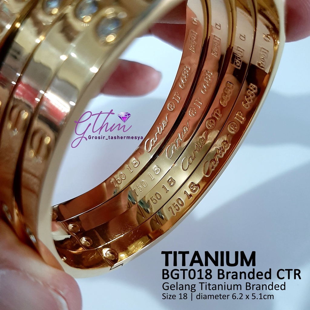 Gelang titanium cap 750 permata bgt077