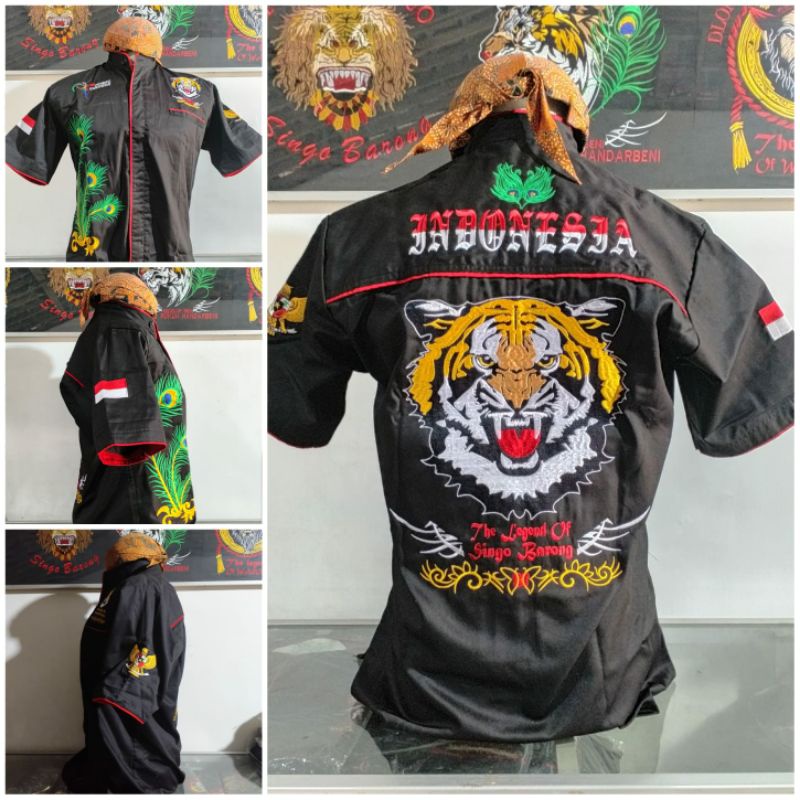 KEMEJA BORDIR SINGO BARONG / BAJU FULL BORDIR WAROK / HEM BORDIR MACAN /THE LEGEND OF SINGO BARONG