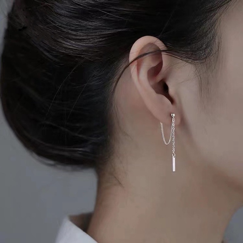 1 Pasang Anting Rumbai Panjang Desain Kupu-Kupu Aksen Mutiara Berlian Imitasi Gaya Korea Untuk Wanita